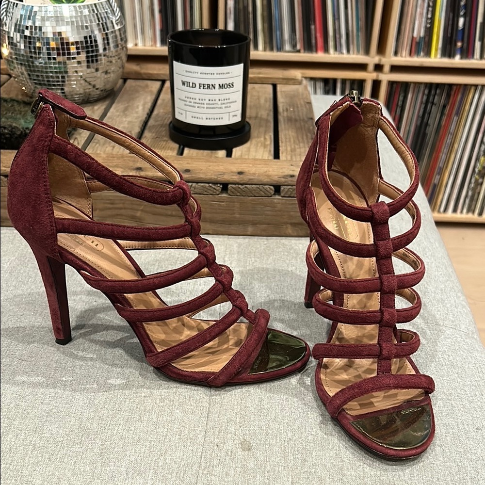 Coach Lavania, Maroon Strappy Stiletto Heels